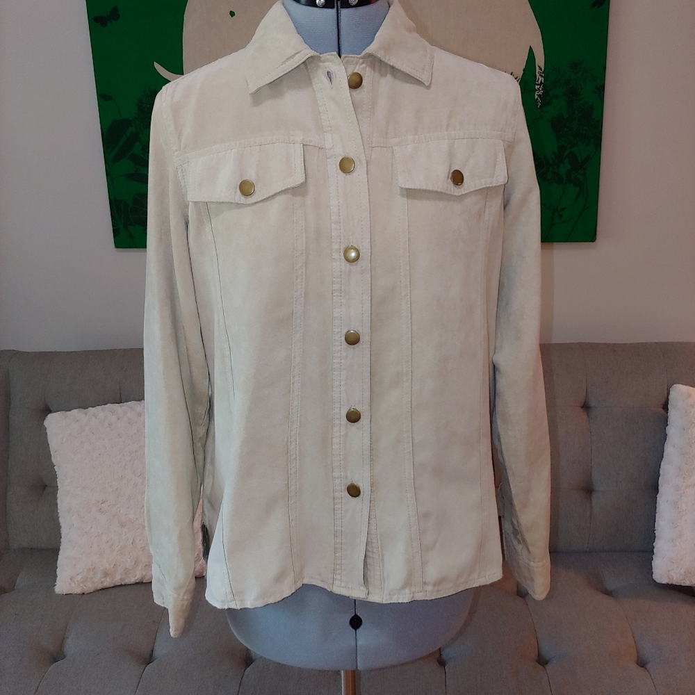 Design Loft faux suede button down shirt